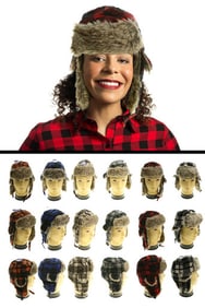 Plaid Faux Fur Trapper Hat