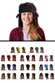 Checkered Trapper Hat with Fur Lining