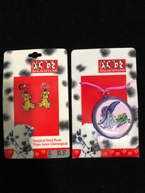 Disney 101 Dalmatians Necklace & Earring Set Vintage Jewelry Lot
