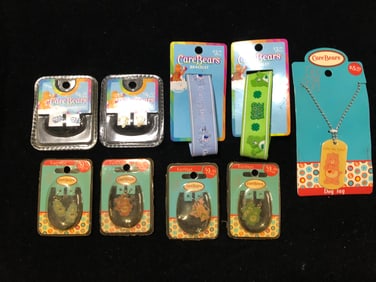 Care Bears Vintage Jewelry Lot Earrings, Bracelets & Dog Tag Necklace