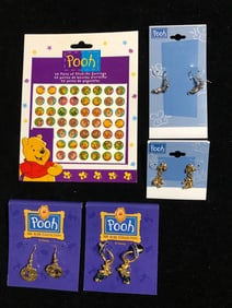 Disney Winnie the Pooh Earring Collection 5 Piece Vintage Jewelry Lot