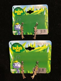 Disney Pixar A Bugs Life Princess Atta Earrings 2 Pair Vintage Set (1990s)
