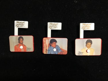 Vintage 1984 Michael Jackson Thriller Lenticular Pin Set 3 Piece Collectors Lot