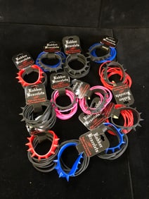 Punk Style Rubber Bracelet Set Rubber Bangles & Spiked Bracelet Sets
