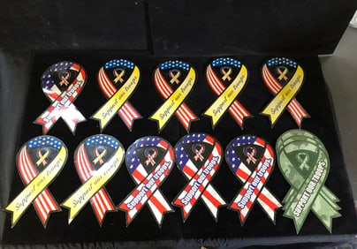 Featuring Support Our Troops Ribbon Magnet Set Patriotic Car Magnets (13 Pack, Assorted Designs)