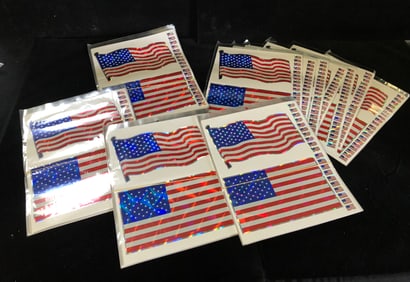 Holographic American Flag Sticker Sheets Waving & Flat Designs (Large & Mini Sizes)