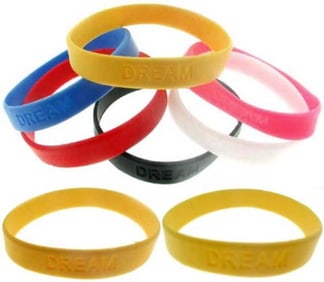 Debossed Dream Rubber Wristband Bracelets Assorted B23712A