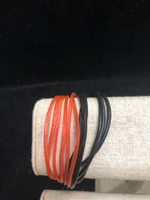 Groove Black & Red Multi Strand Bangle Bracelet Set Stretch Vinyl Punk Style Bracelets