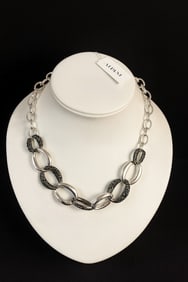 Alfani Silver and Black Link Necklace