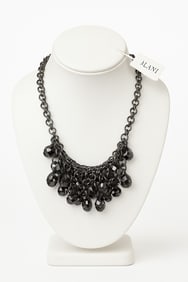 Alfani Black Beaded Cluster Necklace