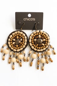 Chicos Wooden Bead Dangle Earrings