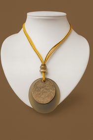 Chico’s Yellow Cord Disc Pendant Necklace