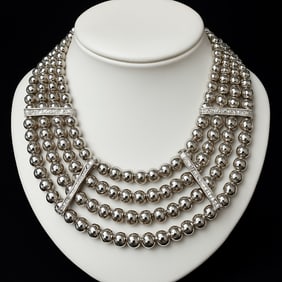 Chicos Black Leather Long Pendant Necklace with Silver Disc