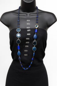 Chicos Two-Tone Metallic Bead Layered Necklace in Silver and Bronze