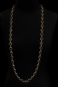 Chico’s Long Gold and Black Gem Link Necklace