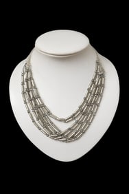 Chico’s Silver Multi-Strand Tube Necklace