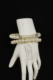 Christopher & Banks Classic Ivory Pearl Stretch Bracelet Set