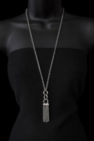 Christopher & Banks Silver Tassel Pendant Necklace