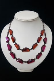 Coldwater Creek Bold Fuchsia and Amber Statement Necklace