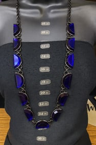 Coldwater Creek Long Blue Faceted Bead Statement Necklace