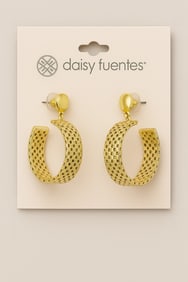 Daisy Fuentes Gold Textured Wide Hoop Earrings
