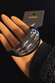 Express Polished Silver Wide Bangle Bracelet