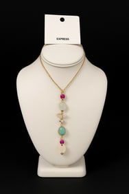 Express Colorful Bead Drop Pendant Necklace