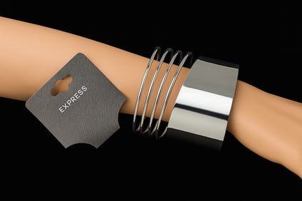 Express Wide Silver Cuff and Coil Bangle Bracelet Set