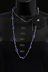 Loft Silver and Blue Long Chain Link Necklace