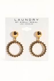 Laundry by Shelli Segal Gold Zigzag Hoop Drop Earrings