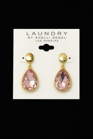 Laundry by Shelli Segal Pink Teardrop Crystal Earrings