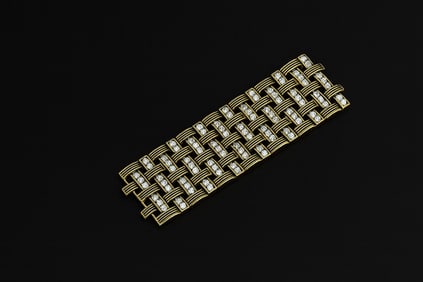 Premier Designs Gold and Crystal Woven Statement Bracelet