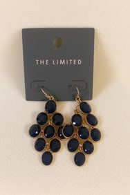 The Limited Gold and Navy Blue Chandelier Earrings