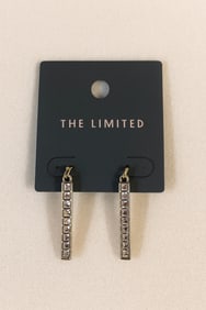 The Limited Gold Rectangular Crystal Drop Earrings