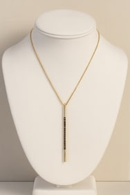 The Limited Gold Bar Pendant Necklace with Black Stones