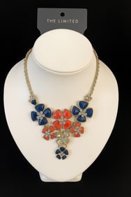 The Limited Floral Statement Necklace (Red, Blue, and Gold)