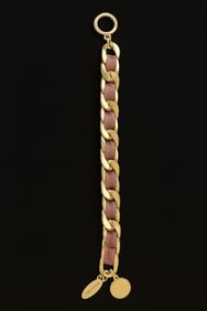 The Limited Gold Chain Bracelet with Mauve Ribbon Weave