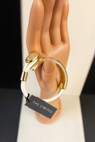 The Limited Gold and Ivory Enamel Bangle Bracelet