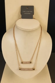 The Limited Convertible Double Row Crystal Bar Necklace