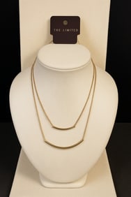 The Limited Gold Double Curve Bar Layered Necklace