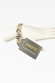 Vieste Black and Clear Crystal Stretch Bracelet