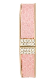White House Black Market Pink Textured Bangle Bracelet with Crystal Accents