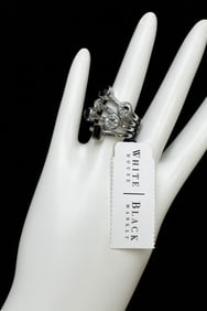 White House Black Market Silver and Black Multi-Stone Ring Set