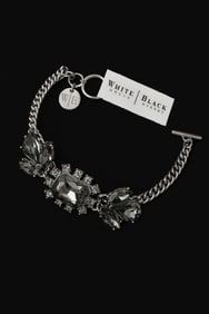 White House Black Market Gunmetal Crystal Leaf Statement Bracelet