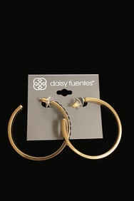 Daisy Fuentes Gold and Black Hoop Earrings