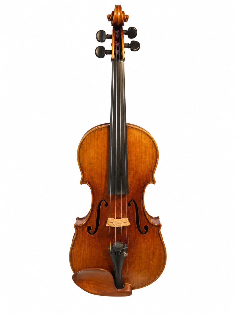 1928 Ernst Heinrich Roth 4/4 Violin: Full-size violin labeled Ernst Heinrich Roth, Markneukirchen 1928, Guarnerius model, with interior stamp C855. Includes three bows, Blue Jay hard case, accessories and 2024 insurance appraisal; maker