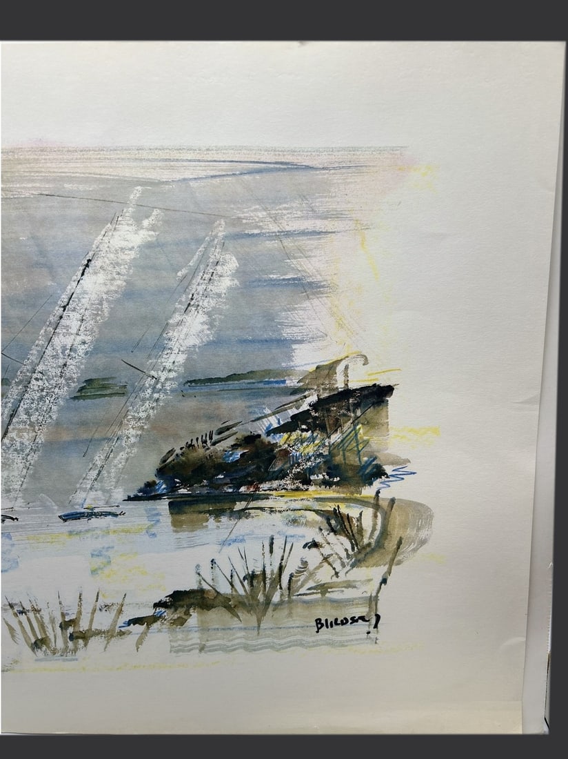 Signed Birdsey Sailboat Watercolor - 7