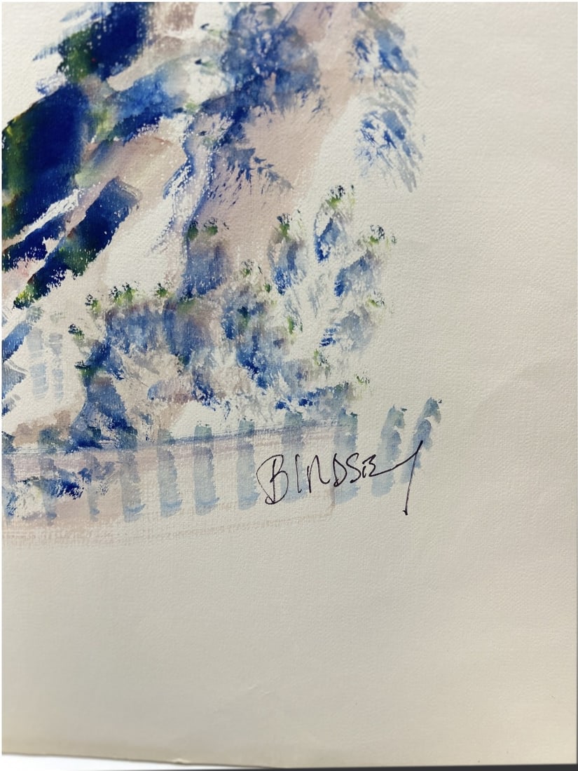 Signed Birdsey Blue Coast Watercolor - 2