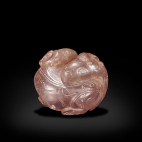 Han Dynasty Crystal double-sheep paperweight