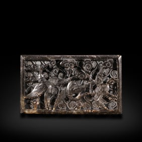 Song Dynasty Jade belt plaque with cloud and crane patterns